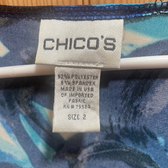 Chico's Blue Abstract Faux Wrap Blouse - Picture 3 of 5